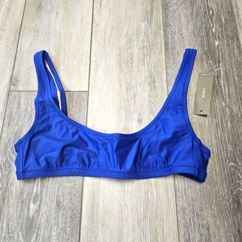 J. Crew Heritage Scoopneck Bikini Top Blue Adjustable Women's Small Swimwear